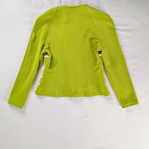 VTG Brat Green White Stripes Bold Button Up Avant Garde Jacket Blazer Art Deco - Picture 3 of 9